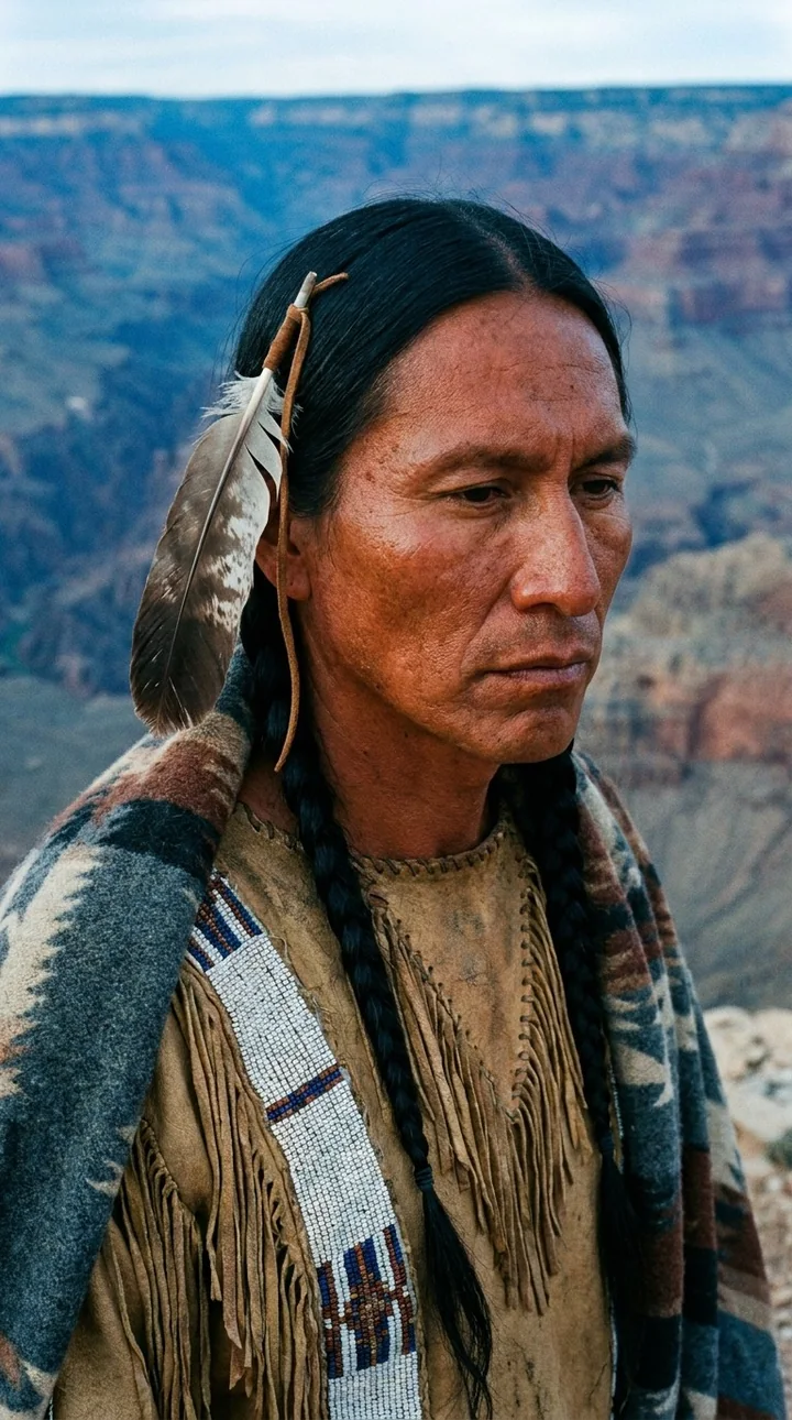 A lone rider on horseback moving through a red rock canyon